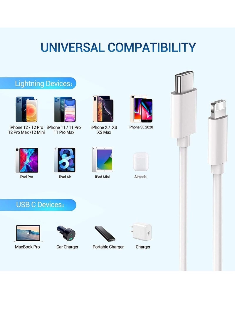 Generic - USB C to Lightning Cable MFi Certified 3Pack 6FT Fast iPhone 13 Charger Cable - Lightning to Type C Cable Compatible with iPhone 13 12 Pro 11 Max XS - Image 1