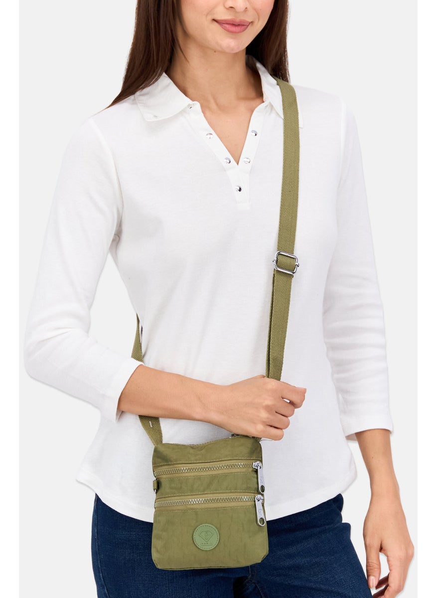 Fashion TV - Women Brand Logo Mini Cross Body Bag 21 H x 16 L x 4 W cm, Olive - Image 1
