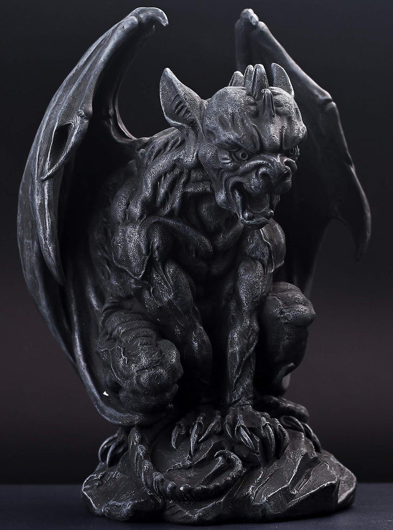 JORAE Winged Gargoyle Statue Indoor Outdoor Home Decor Sitting Guardian Sculpture Halloween Figurines, 9 in, Polyresin - Image 5