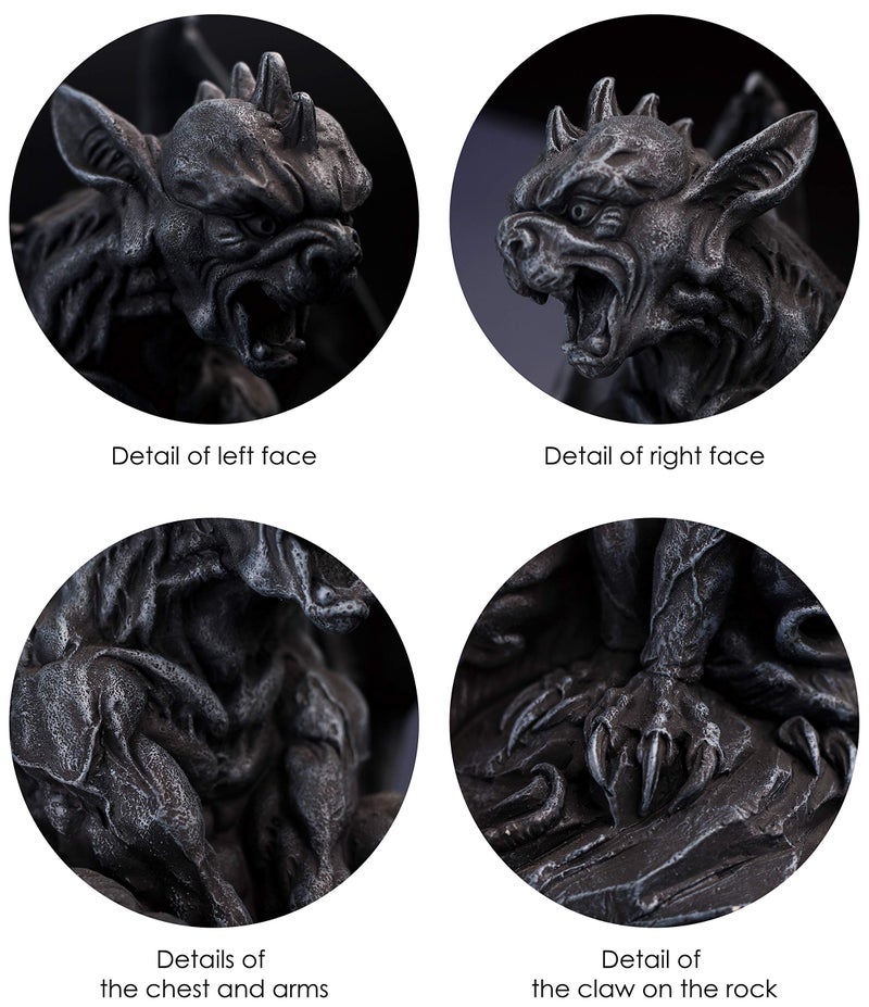 JORAE Winged Gargoyle Statue Indoor Outdoor Home Decor Sitting Guardian Sculpture Halloween Figurines, 9 in, Polyresin - Image 4