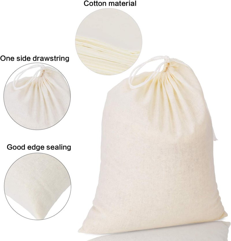 Tatuo 50 Pieces Muslin Bags Cotton Drawstring Bags Sachet Bag for Home Supplies (8 x 10 Inches) - Image 3