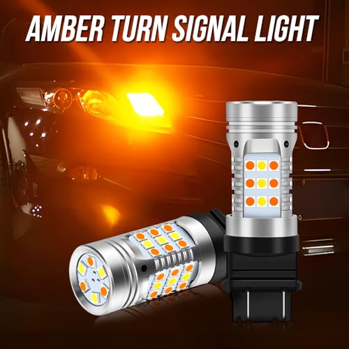 OPP ULITE 3157 Led Bulbs Error Free Canbus Built In Resistor Amber Turn Signal Light White Side Light 12V 360 Luminous 42-Led 2PC Pack Switchback Led Bulb (White Amber 3157 42-SMD) - Image 5