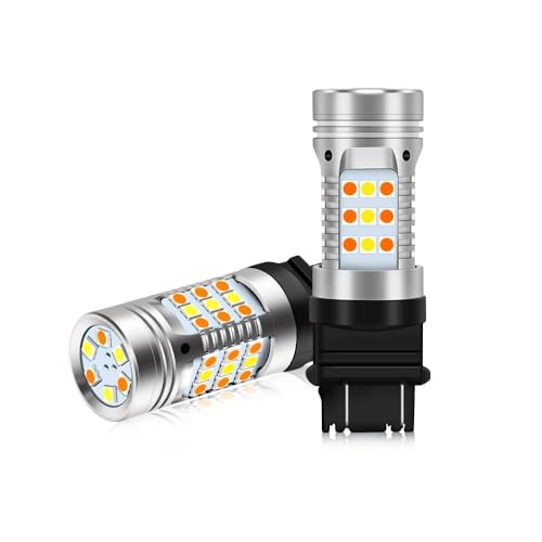 OPP ULITE 3157 Led Bulbs Error Free Canbus Built In Resistor Amber Turn Signal Light White Side Light 12V 360 Luminous 42-Led 2PC Pack Switchback Led Bulb (White Amber 3157 42-SMD) - Image 1