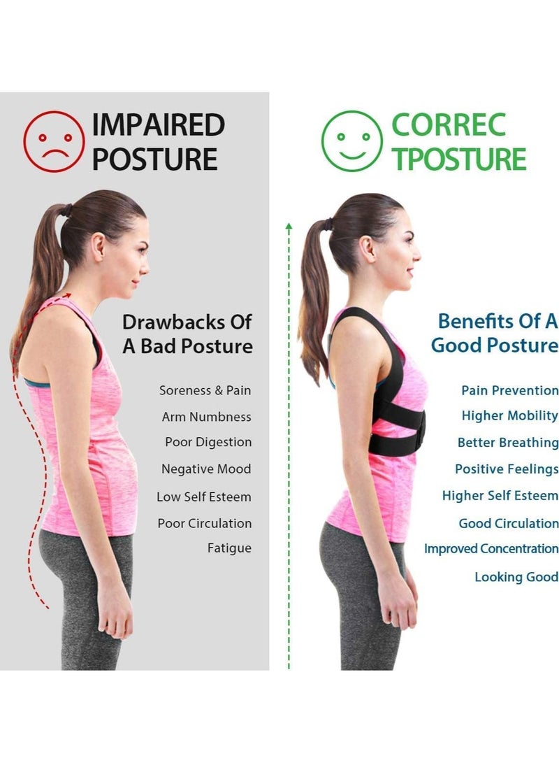 SYOSI مصحح وضعية الجسم للنساء والرجال، دعامة دعم خفيفة الوزن للغاية للجزء العلوي من الظهر لتخفيف آلام الترقوة والرقبة والظهر والكتف، مصحح وضعية الجلوس الجديد غير المرئي القابل للتعديل (L) - Image 3