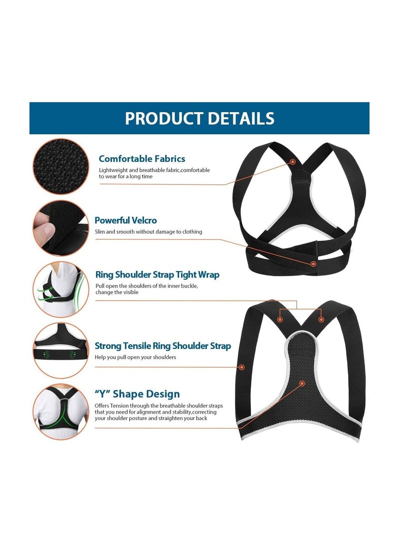SYOSI مصحح وضعية الجسم للنساء والرجال، دعامة دعم خفيفة الوزن للغاية للجزء العلوي من الظهر لتخفيف آلام الترقوة والرقبة والظهر والكتف، مصحح وضعية الجلوس الجديد غير المرئي القابل للتعديل (L) - Image 2