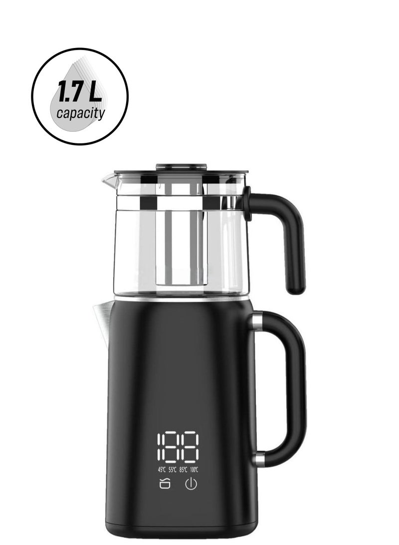 Electric Tea Maker Kettle 1.7L with 1.2L Teapot | 1800W Fast Boil & Keep Warm Base