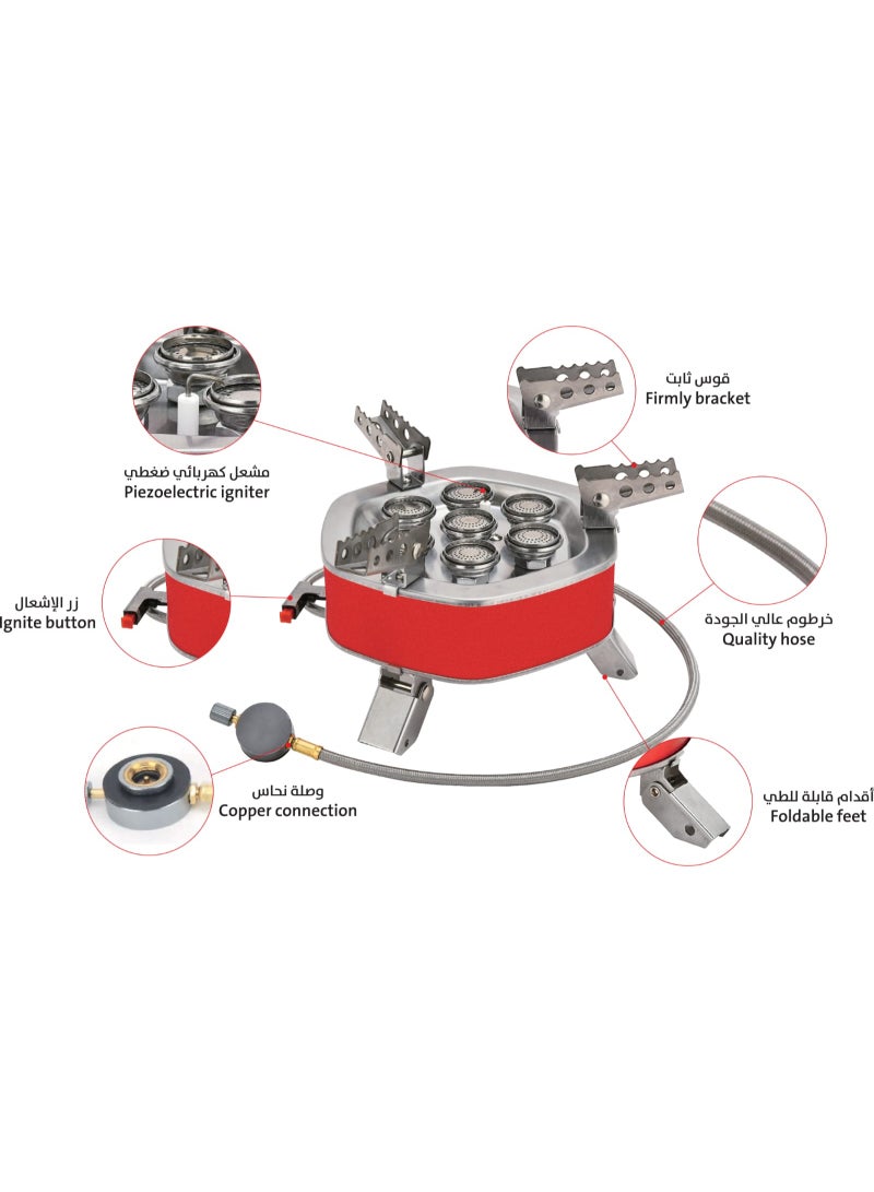 إليت فرن غاز سفاري SSF04 صغير الحجم وموثوق للاستخدام في التخييم والأنشطة الخارجية، مزود بنظام تحكم متطور في اللهب وأرجل قابلة للطي وتركيب سهل لوعاء الغاز. - Image 1