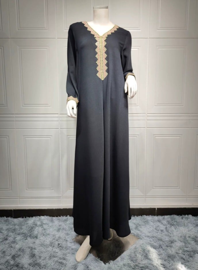 إسكدنيا سيدة ثوب فضفاض أزياء الشرق الأوسط مسلم أبايا اللباس عارضة أسود - Image 2