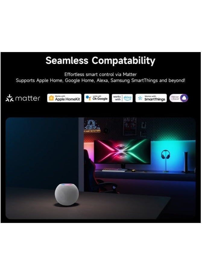 يلايت ييلايت شريط إضاءة RGBIC - شريطان ذكيان مزدوجان، 16 مليون لون، مزامنة الموسيقى والألعاب، تحكم صوتي وتطبيقي، إضاءة ثلاثية الجوانب، ارتفاع 16 بوصة، مناسب للتلفزيون أو الكمبيوتر الشخصي أو غرفة الألعاب - Image 2