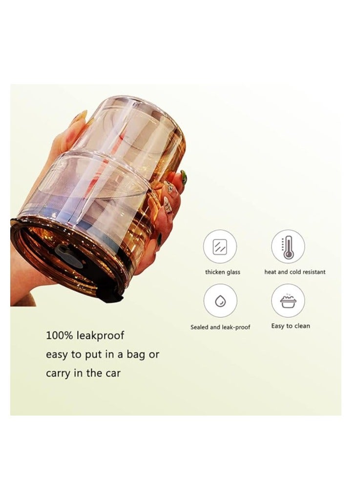 Liying 350ml Glass Coffee Tumbler with Straw and Lid Sealed Carry on, Glass Iced Coffee Cup, Leak-Proof Glass Tumbler Cup, Reusable Smoothie Mugs for Cold & Hot Drinks, Coffee, Tea, Shake (Black)  - Image 3