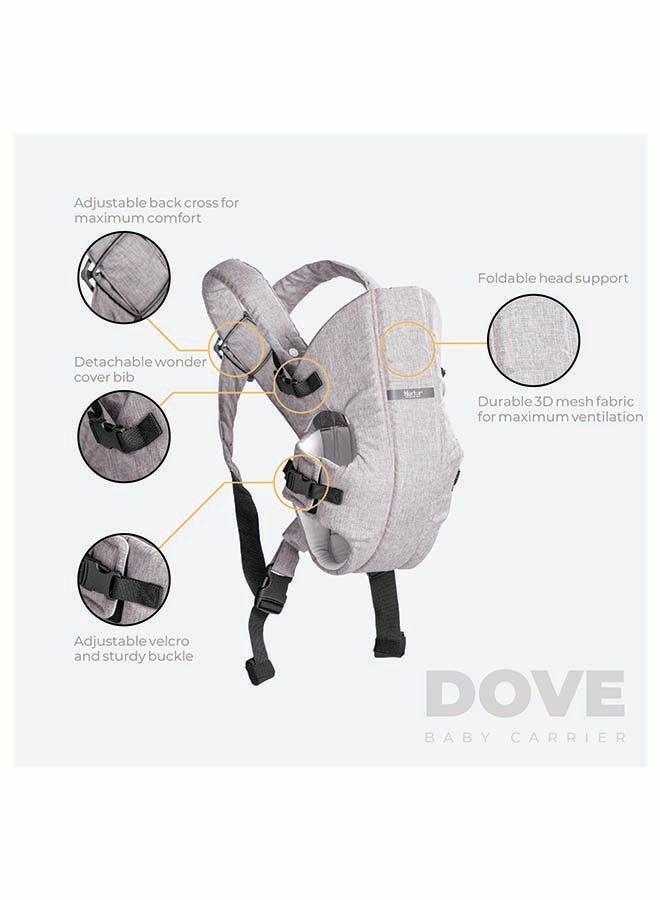 Nurtur Nurtur Dove Deluxe Infant Baby Carrier – Premium Fabric, Dual-Facing Comfort, Adjustable Cushioned Straps, & Built-In Baby Bib - Grey  - Image 2