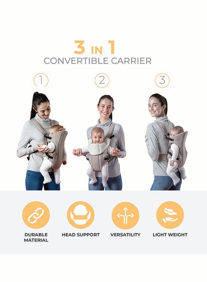 Nurtur Nurtur Dove Deluxe Infant Baby Carrier – Premium Fabric, Dual-Facing Comfort, Adjustable Cushioned Straps, & Built-In Baby Bib - Grey  - Image 5