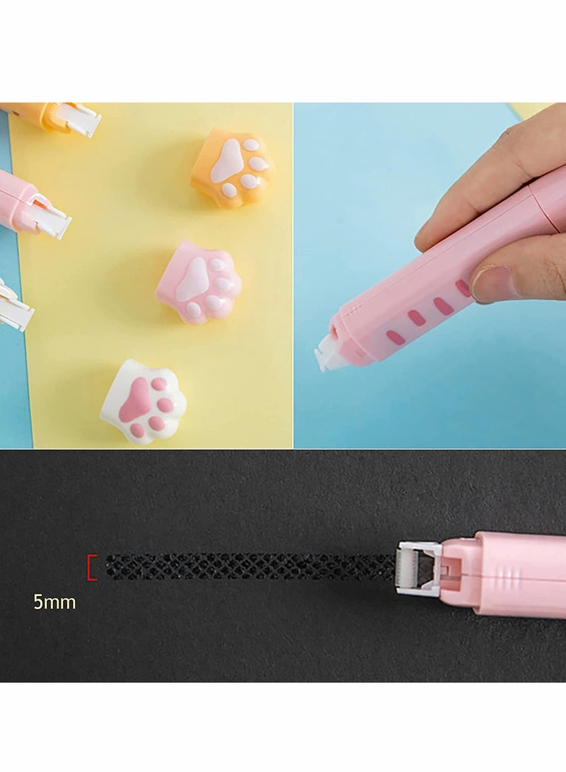 شريط تصحيح كرتوني مع طرفين، شكل مخلب قطة لطيف، طرف لاصق، قرطاسية بموضوع قطة للأطفال والطلاب، أصفر، أبيض، وردي - Image 3