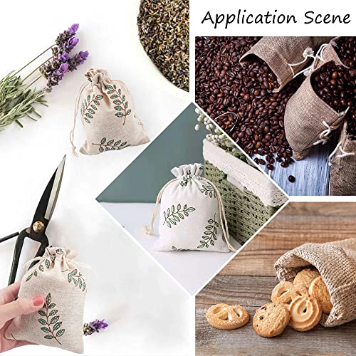 KISSITTY 50 Pack Cotton Cloth Storage Bags with Drawstring Easter 3.9x5.5 Inch Leaf Printed Reusable Jewelry Gift Pouches for Wedding Party Favor - Image 5