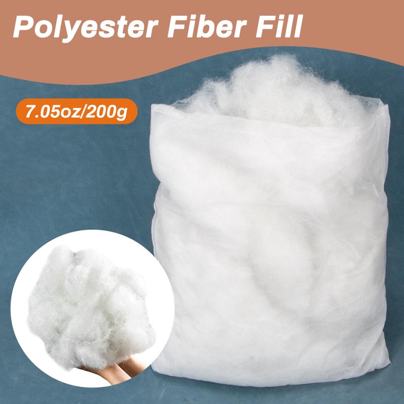 RAINFLOW Polyester Fiberfill Stuffing, 7.05oz Polyfill for Pillow Stuffing, Stuffed Animals and DIY Crafts, Firm Support Filling for Small Dolls, Cushions and Sewing Projects - Image 3