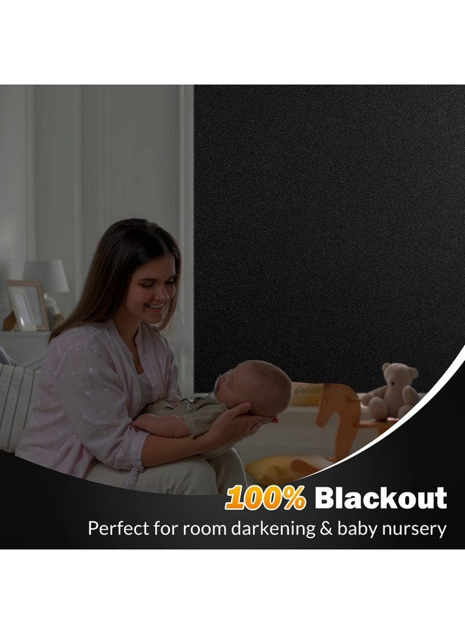 rabbitgoo Blackout Window Film, Sun Blocking Privacy Cover for Glass, Removable Opaque Room Darkening Dark Black Out Window Covers Tint Shades for Home Day Sleep Light Blocker 29.5 x 78.7 Inches - Image 2