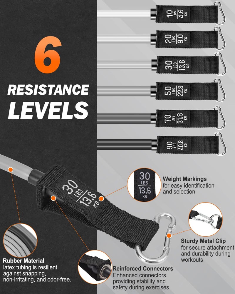 Zacro أشرطة مقاومة زاكرو للتدريب، 270 رطل أشرطة تمرين ثقيلة مع مقبض، أشرطة تمرين للتدريب على المقاومة الثقيلة، تمرين في المنزل، للرجال/النساء - Image 2