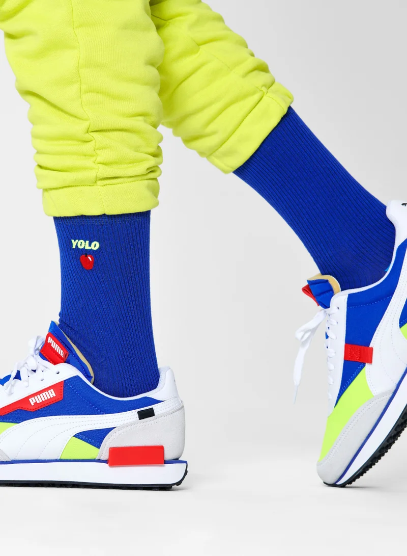 Happy Socks RIBBED EMBROIDERY YOLO SOCK