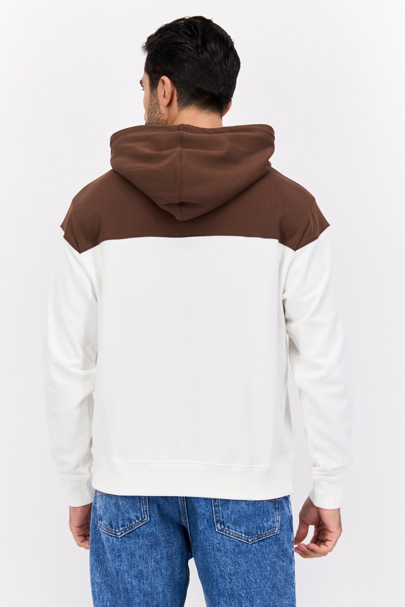 ESPRIT Men Hooded Long Sleeves Two-Toned Sweatshirt, White - Image 3