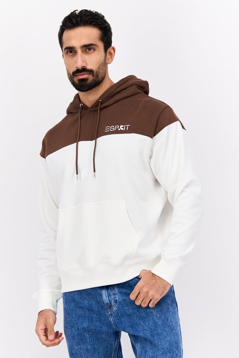 ESPRIT Men Hooded Long Sleeves Two-Toned Sweatshirt, White - Image 1