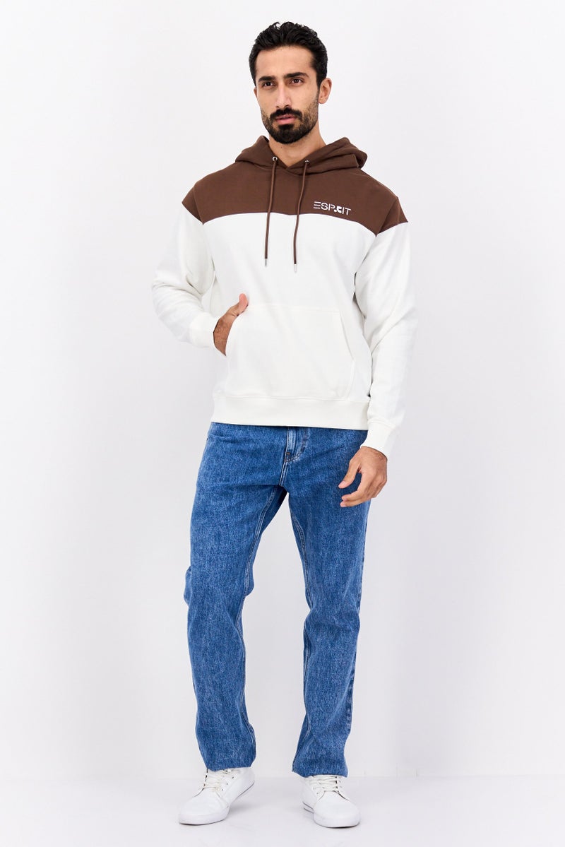 ESPRIT Men Hooded Long Sleeves Two-Toned Sweatshirt, White - Image 4