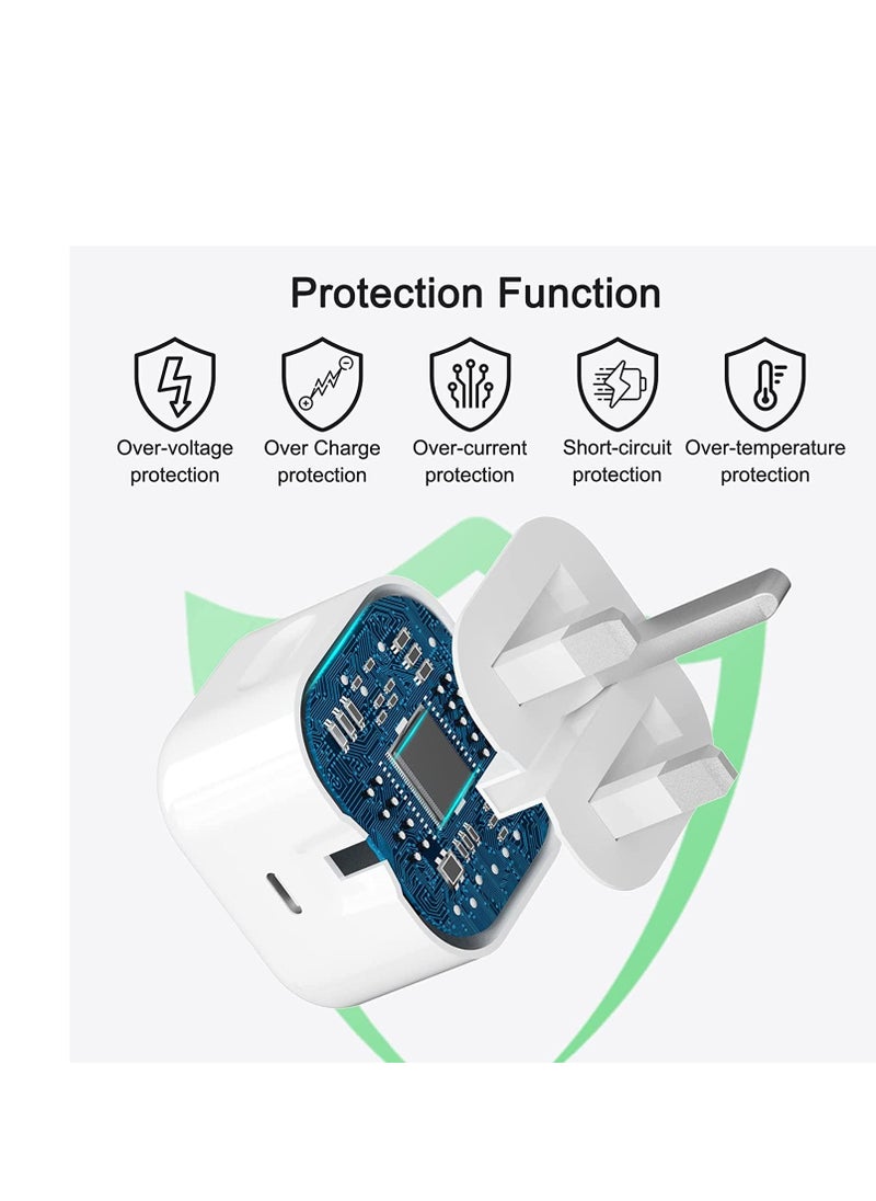 MJZ - MFi Certified iPhone 20W Fast Charger, USB C Wall Fast Charger with 1m USB C to Lightning Cable Compatible with iPhone 14/14 Pro/14 Pro Max/13/12/SE2020/11/XR/XS Max/X/iPad, ect - Image 1