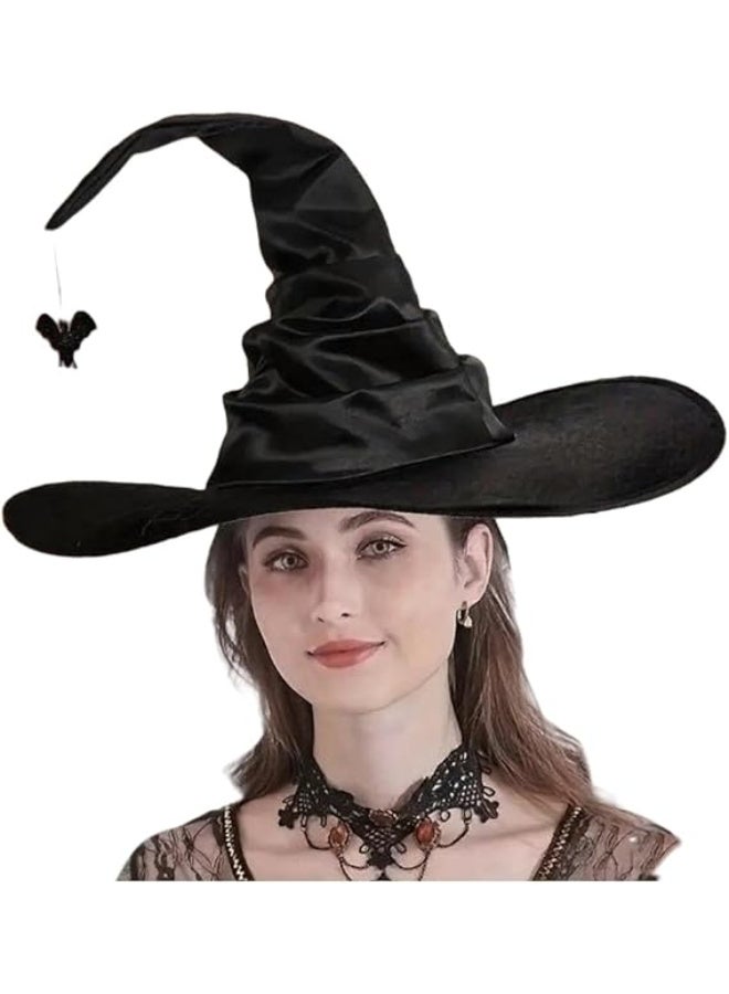AUTOYSUR Witch Hat,Black Large Ruched Witch Hat,Spider Pendant Top Hat,Novelty Cosplay Accessories, for Women Men Wizard Cosplay Costume Accessories,45 * 45 * 37cm - Image 2