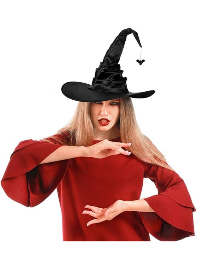 AUTOYSUR Witch Hat,Black Large Ruched Witch Hat,Spider Pendant Top Hat,Novelty Cosplay Accessories, for Women Men Wizard Cosplay Costume Accessories,45 * 45 * 37cm - Image 3