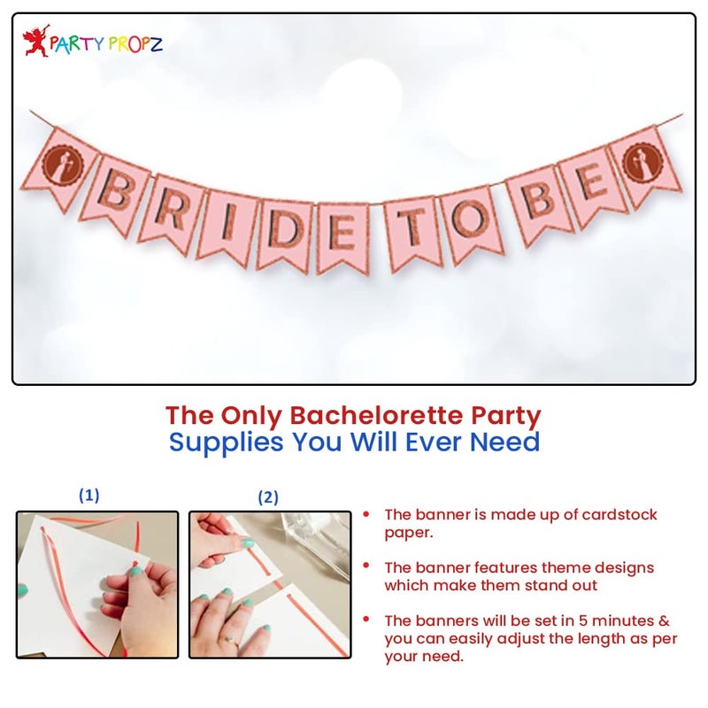 Party Propz Party Propz Bride To Be Decoration Set Combo -73Pcs Rose Gold Bachelorette Party Decorations | Bride To Be Props | Bride To Be Sash | Bride To Be Banner (Cardstock) | Bride To Be Balloon - Image 5