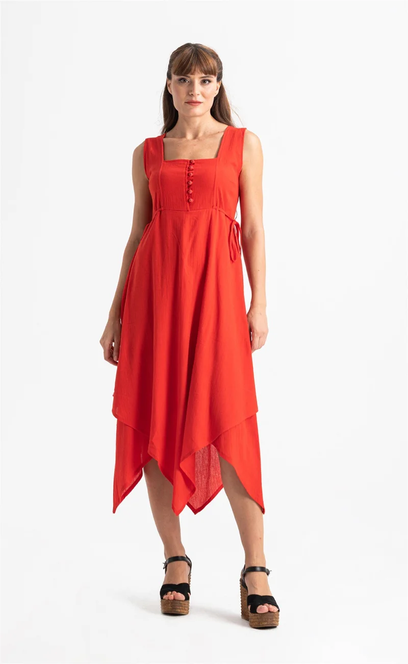 Eliş Şile Bezi Asymmetrical Hem Dress