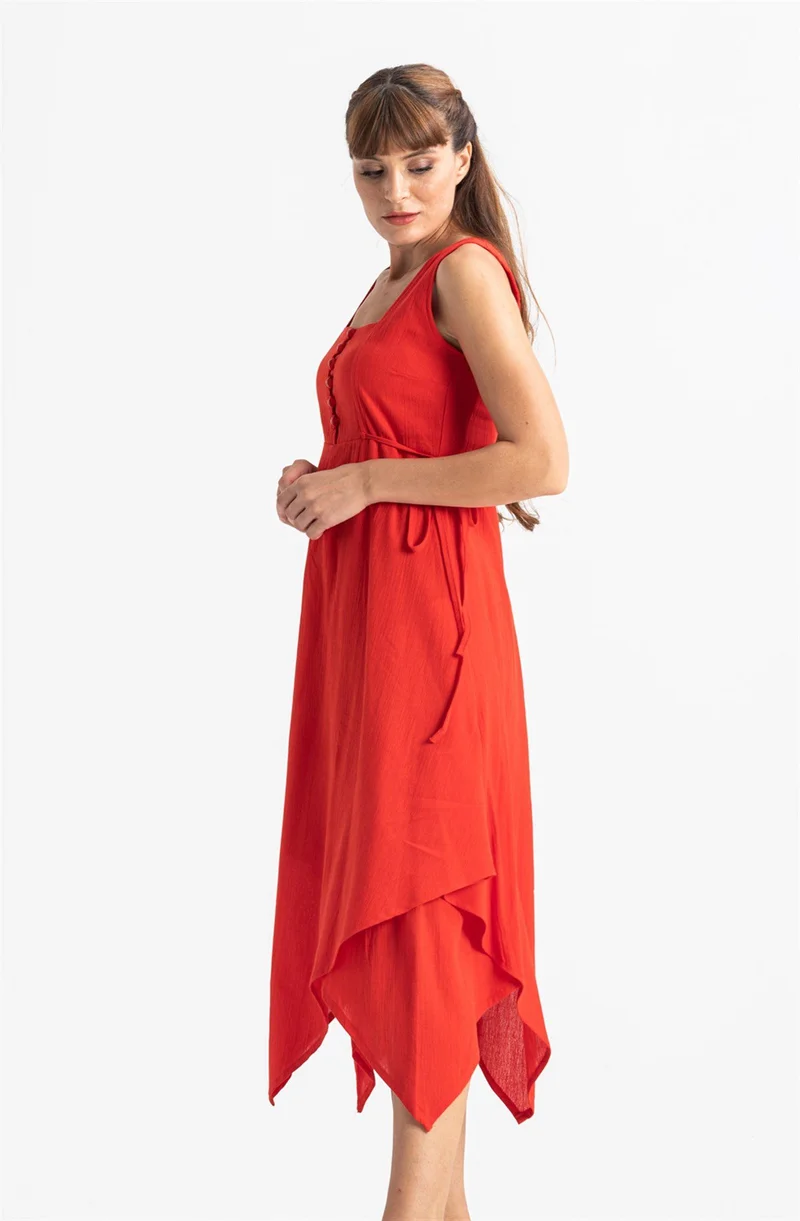 Eliş Şile Bezi Asymmetrical Hem Dress