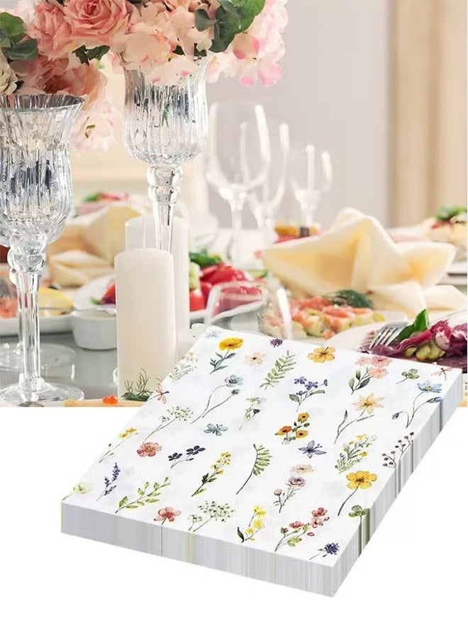 YJ 20 pieces fall floral napkins disposable vintage floral paper napkins for summer fall party supplies - Image 5
