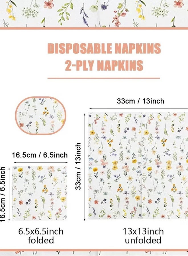 YJ 20 pieces fall floral napkins disposable vintage floral paper napkins for summer fall party supplies - Image 4