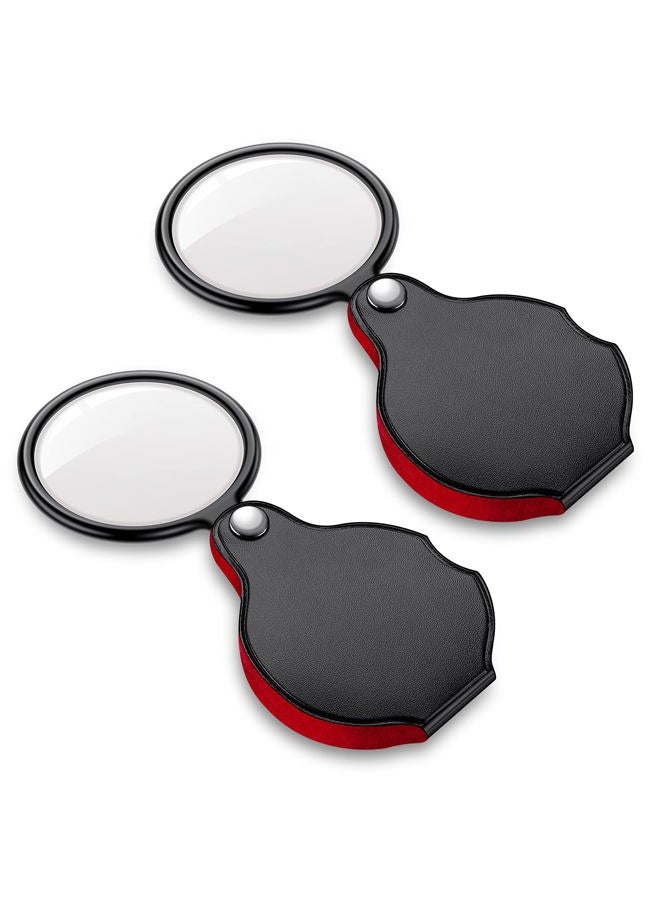 PHICANT Upgrade PHICANT 2PCS Mini Pocket Magnifying Glass – Small Magnifying Glasses with Protective Leather, 360 Degree Rotating, Foldable, Ideal for Reading/Studying/Repairing/Hobbies/Jewelry/Painting - Image 1