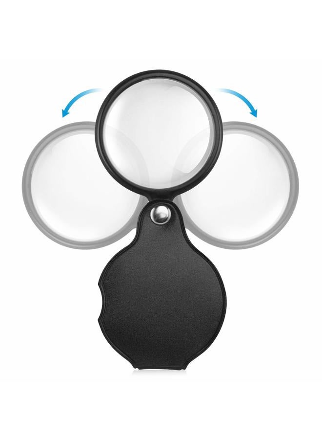 PHICANT Upgrade PHICANT 2PCS Mini Pocket Magnifying Glass – Small Magnifying Glasses with Protective Leather, 360 Degree Rotating, Foldable, Ideal for Reading/Studying/Repairing/Hobbies/Jewelry/Painting - Image 3