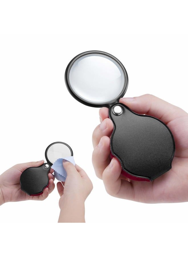 PHICANT Upgrade PHICANT 2PCS Mini Pocket Magnifying Glass – Small Magnifying Glasses with Protective Leather, 360 Degree Rotating, Foldable, Ideal for Reading/Studying/Repairing/Hobbies/Jewelry/Painting - Image 5