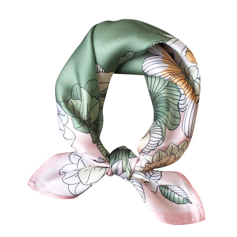 MEISEE Pure Mulberry Silk Scarfs Women Small Square Scarf 21" x 21" Breathable Lightweight Neckerchief Printed Headscarf (D-50 (Hand-painted flowers) - Image 1