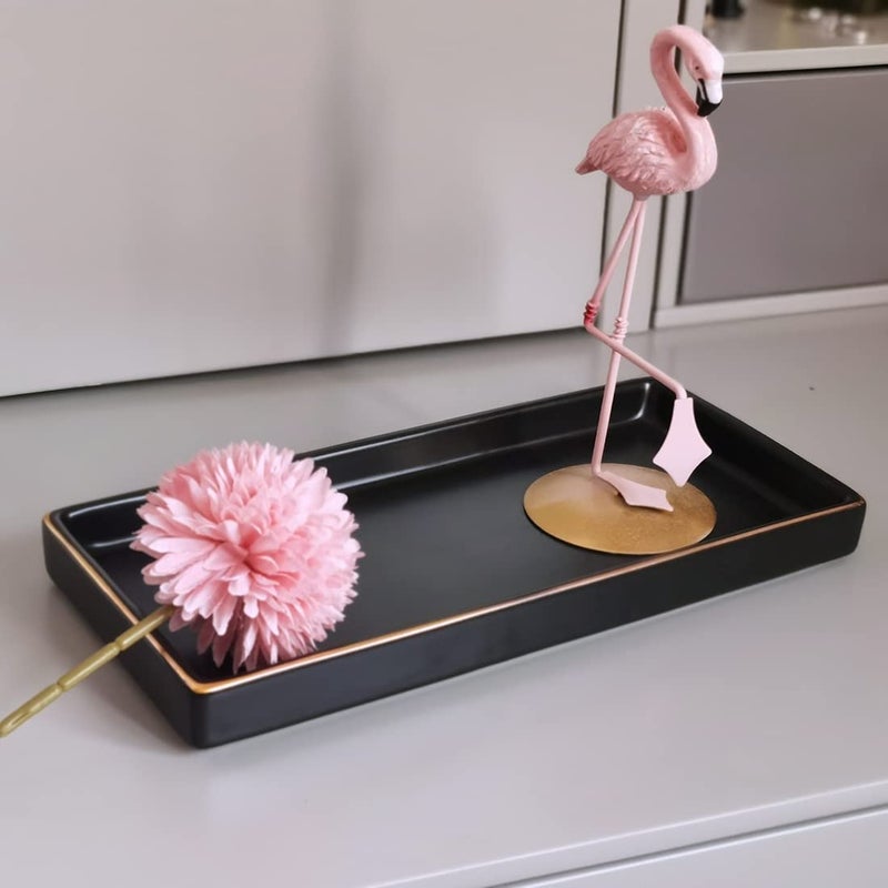 HANKOR 10 x 5 Ceramic Bathroom Tray for Countertop, Decorative Vanity Tray for Dresser Tops, Small Rectangular Trays for Perfume, Candle, Jewelry, Cosmetics (Black) - Image 4