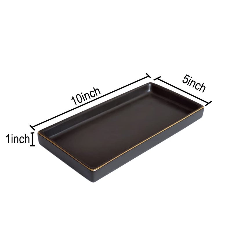 HANKOR 10 x 5 Ceramic Bathroom Tray for Countertop, Decorative Vanity Tray for Dresser Tops, Small Rectangular Trays for Perfume, Candle, Jewelry, Cosmetics (Black) - Image 5
