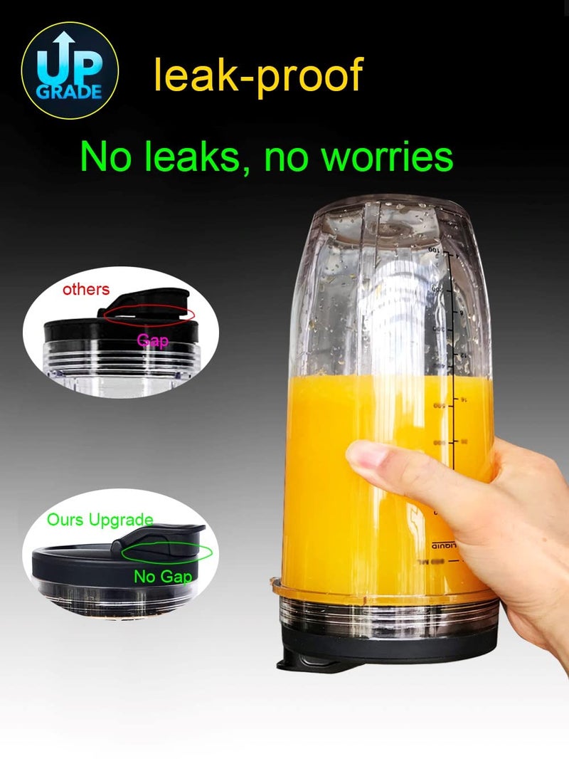 ABTER Replacement 18oz Blender Cup with Sip & Seal Lid For Nutri Ninja BL450 BL456 BL480 BL482 BL640 BL642 BL682 BN401 BN751 BN801 Foodi SS101 SS151 SS351 SS401 SS400 Ninja Blender Auto IQ Blade, 2-Pack - Image 3