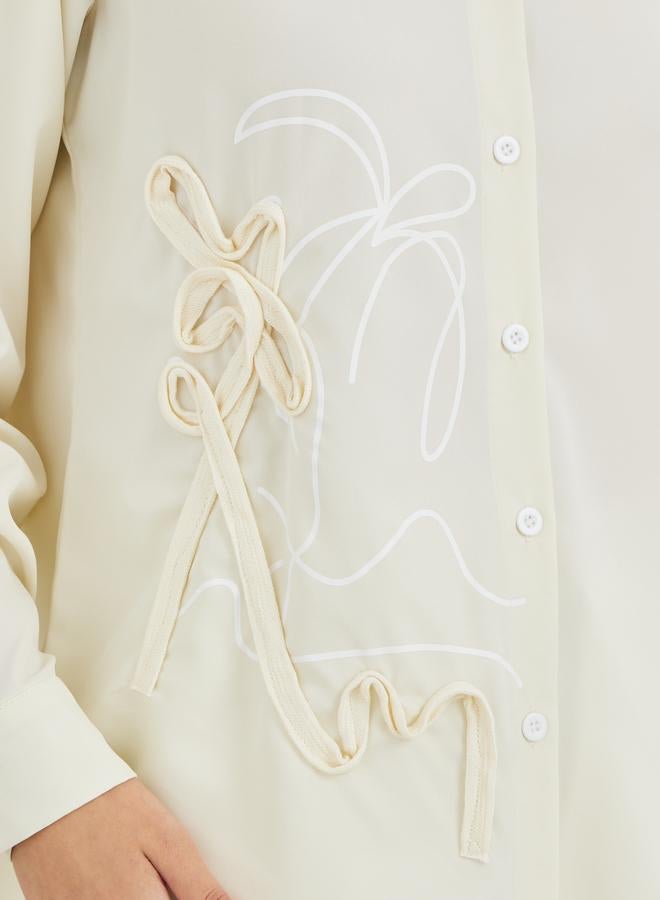 تايك تو قميص واسع بأكمام طويلة مطرز بالزهور - Image 3