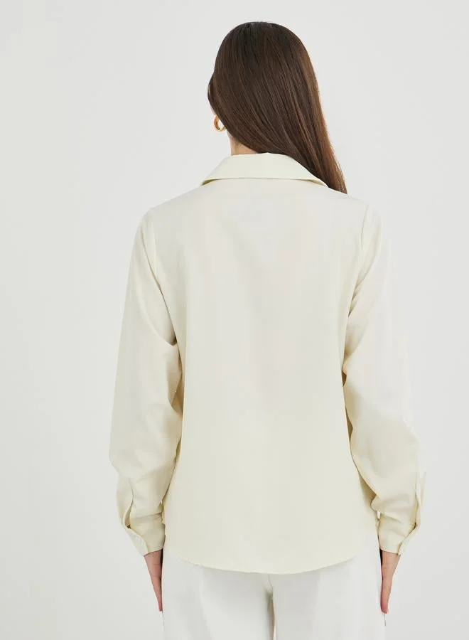 Take Two Floral Embroidered Long Sleeve Oversized Shirt