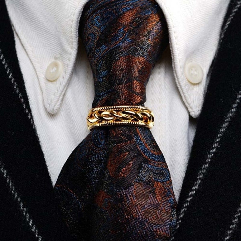 Men's Fashion Tie Clips D-shaped Tie Knot Fixation Vintage Alloy Fried Dough Twists Tie Buckle Gift Party Suit Accessories - Image 3