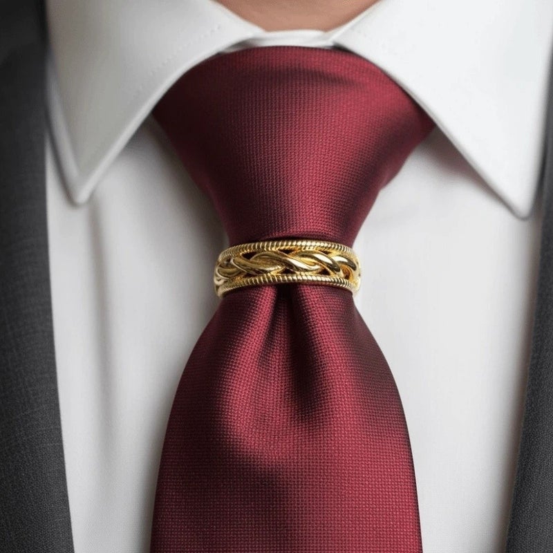 Men's Fashion Tie Clips D-shaped Tie Knot Fixation Vintage Alloy Fried Dough Twists Tie Buckle Gift Party Suit Accessories - Image 2