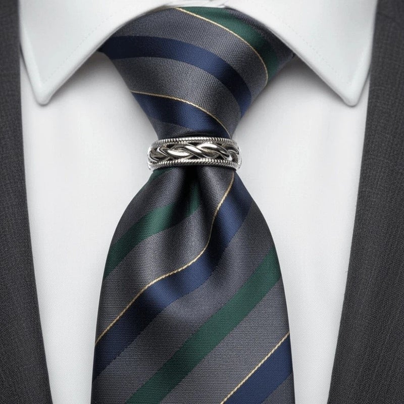 Men's Fashion Tie Clips D-shaped Tie Knot Fixation Vintage Alloy Fried Dough Twists Tie Buckle Gift Party Suit Accessories - Image 5