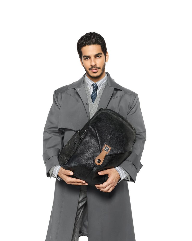 EUME Helix 28L Backpack Bag for Man, Charcoal Black| 2 Large Compartment Office Laptop Backpack | Fits Up to 15.6" Laptop | Vegan Leather | Travel Bag | Laptop Backpack for Men and Women - Image 2