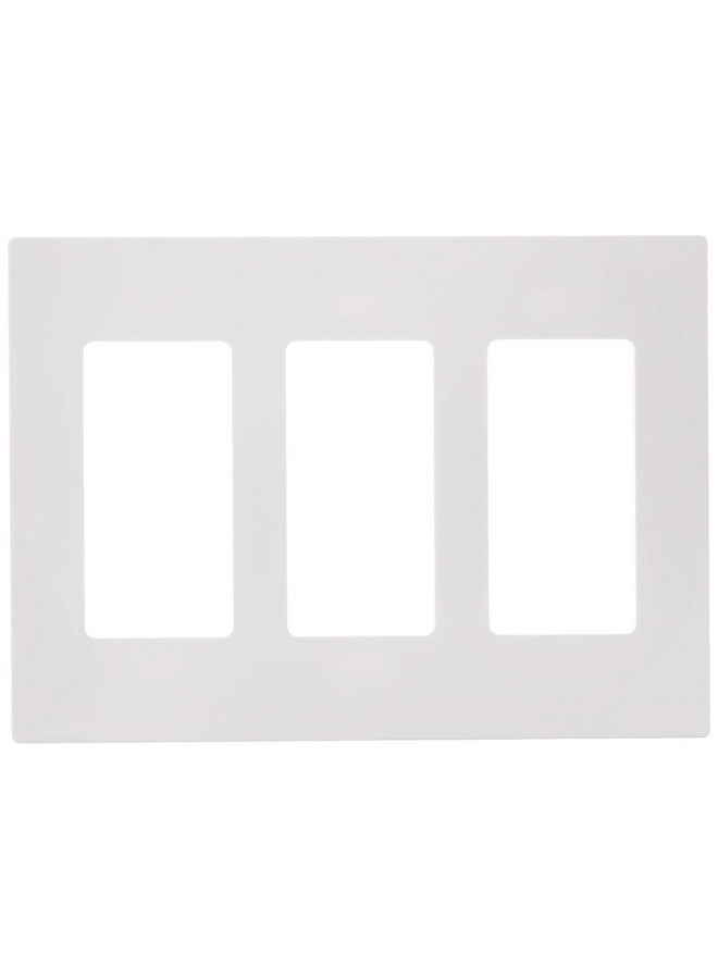 Leviton 80311-SW 3-Gang Decora Plus Wallplate Screwless Snap-On Mount, White - Image 1