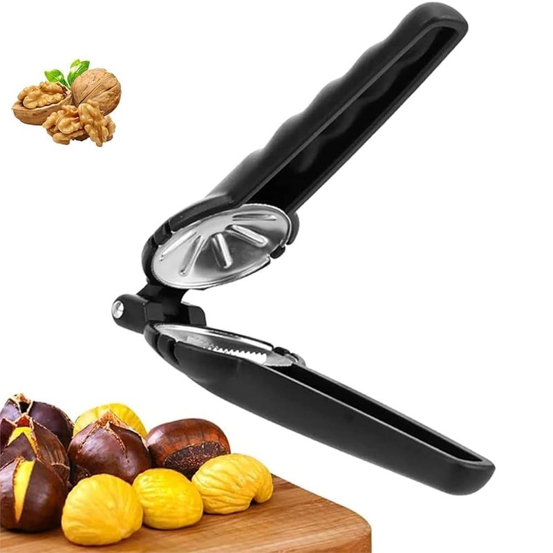 Chestnut Tongs Opening Tool – Black, Stainless Steel Nut Cracker, Effortless Chestnut Peeler
