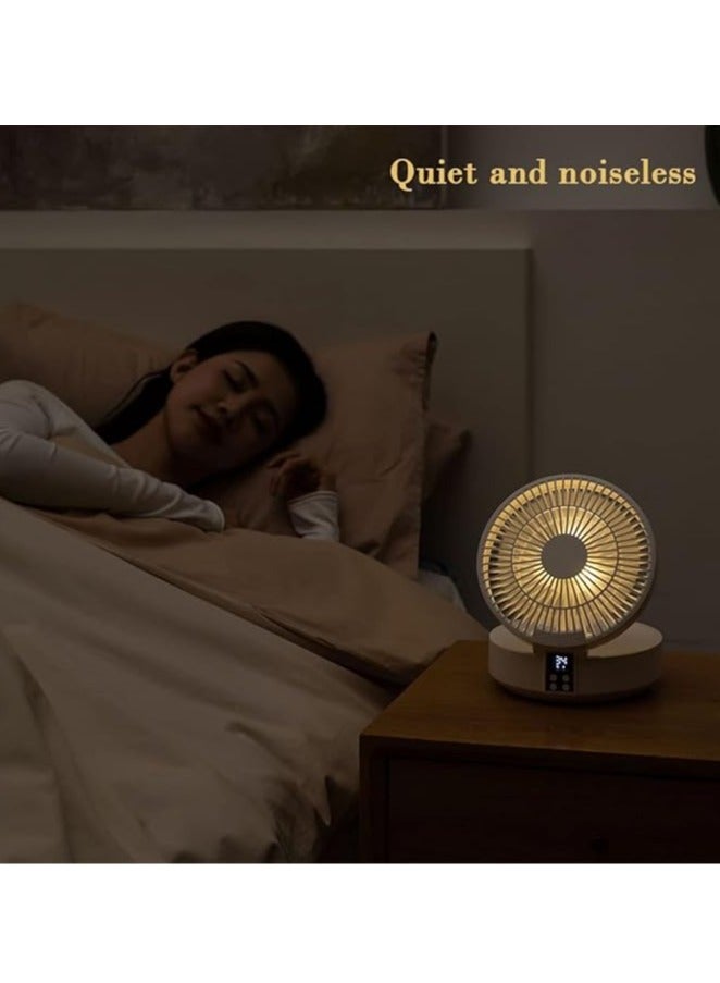 عام مروحة مكتب صغيرة LED قابلة للشحن قابلة للنقل مع 3 سرعات، دوران 120 درجة، تشغيل هادئ، مثالية لغرفة النوم، غرفة الأطفال، غرفة الدراسة - Image 2