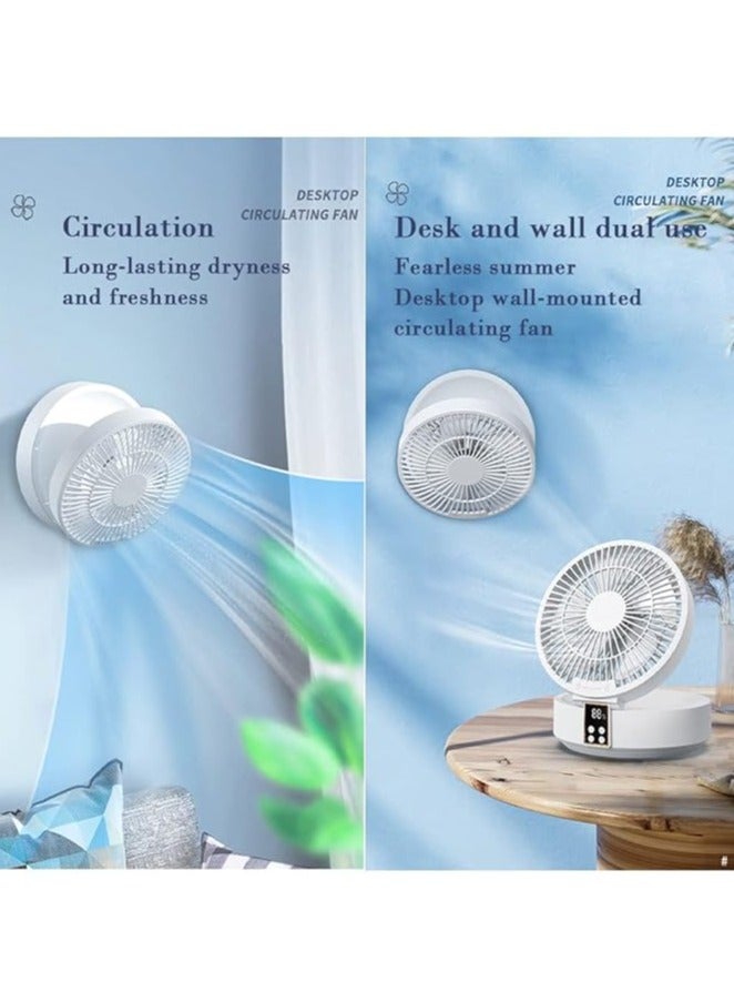 عام مروحة مكتب صغيرة LED قابلة للشحن قابلة للنقل مع 3 سرعات، دوران 120 درجة، تشغيل هادئ، مثالية لغرفة النوم، غرفة الأطفال، غرفة الدراسة - Image 4